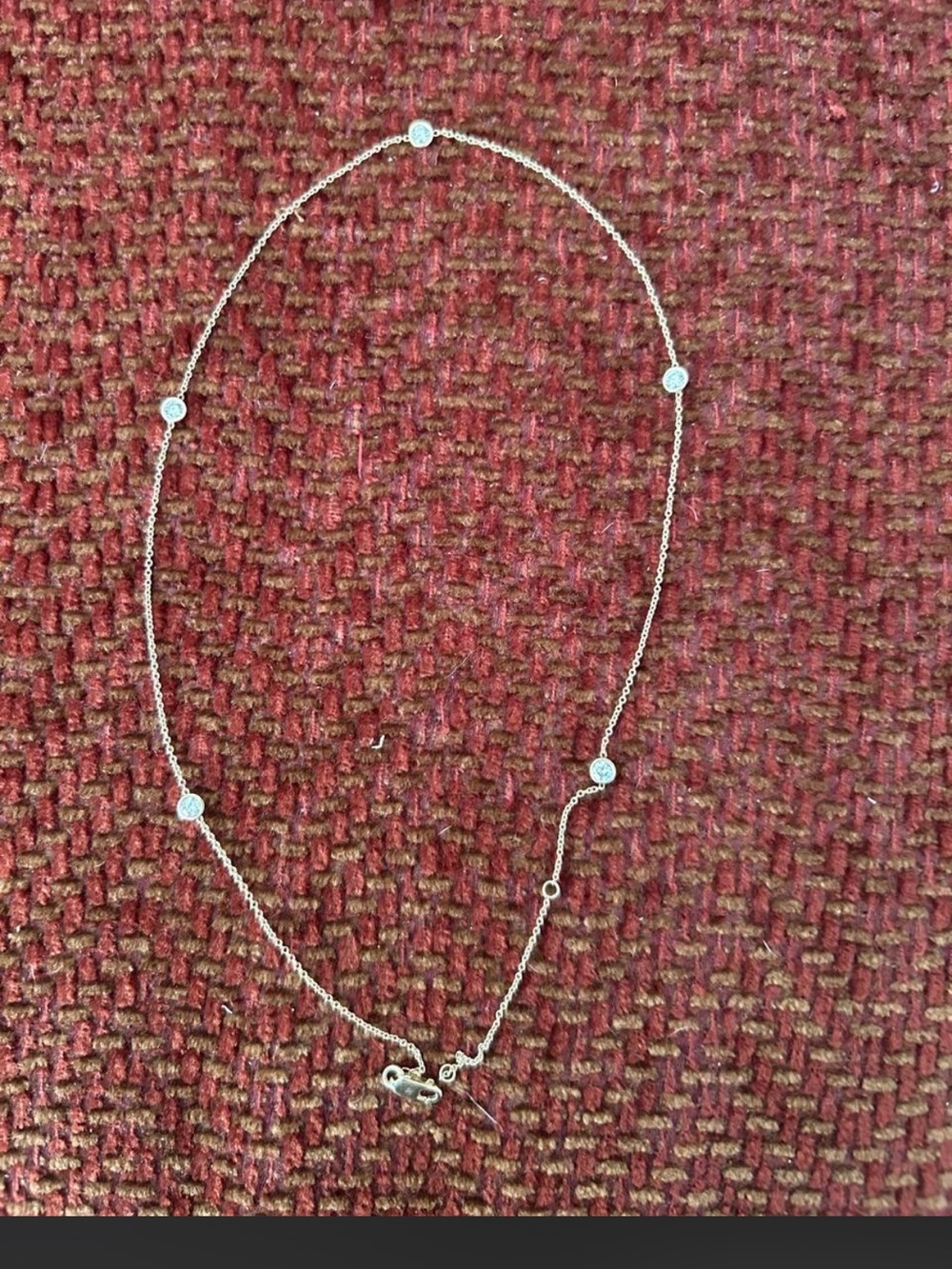 Saks Fifth Avenue 14k solid yellow gold station Necklace with 5 natural diamonds